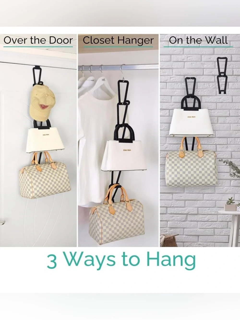 Metal Link Connecting Hooks On Wall/Door/Closet Purse/Hat Storage Organizer